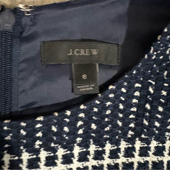 J Crew Sz 6 Navy & White Check Tweed Sleeveless Pencil Dress Knee Length Preppy - Picture 6 of 15